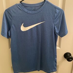 Nike Kids Heathered blue Short Sleeve Tee. Dry fit.